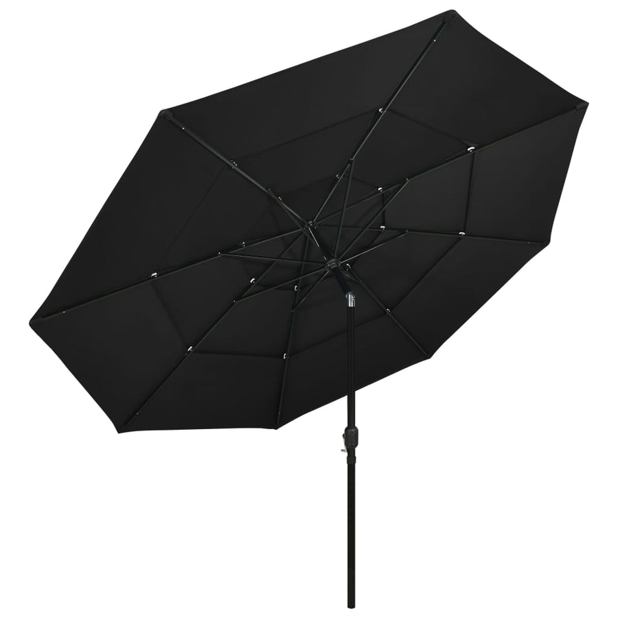 Parasol 3-Laags Met Aluminium Paal 3,5 M 3.5 m Zwart