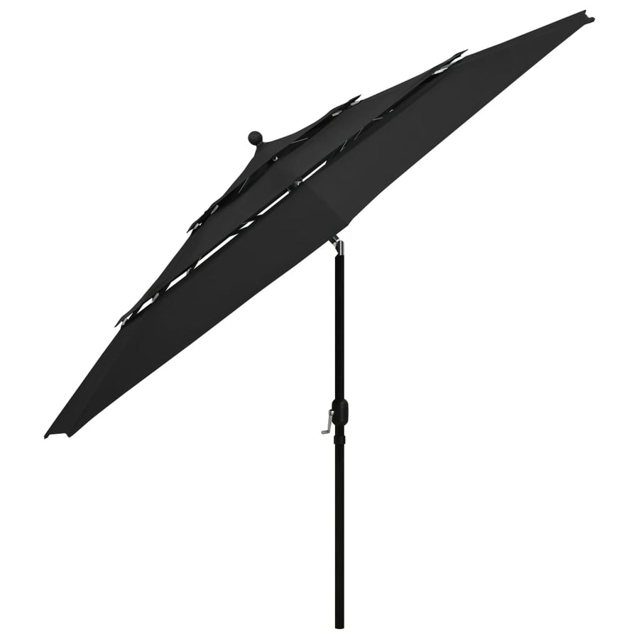 Parasol 3-Laags Met Aluminium Paal 3,5 M 3.5 m Zwart