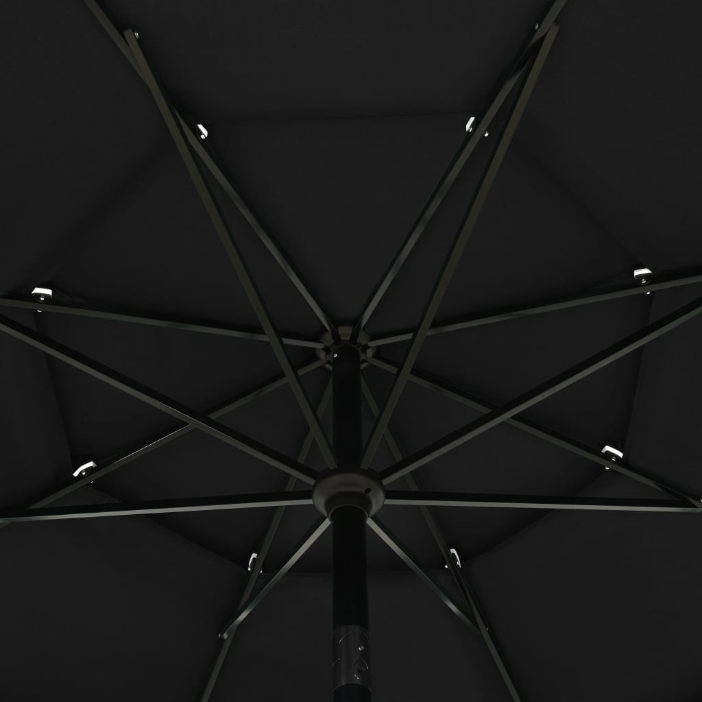 Parasol 3-Laags Met Aluminium Paal 3,5 M 3.5 m Zwart