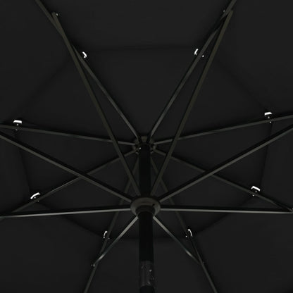 Parasol 3-Laags Met Aluminium Paal 3,5 M 3.5 m Zwart