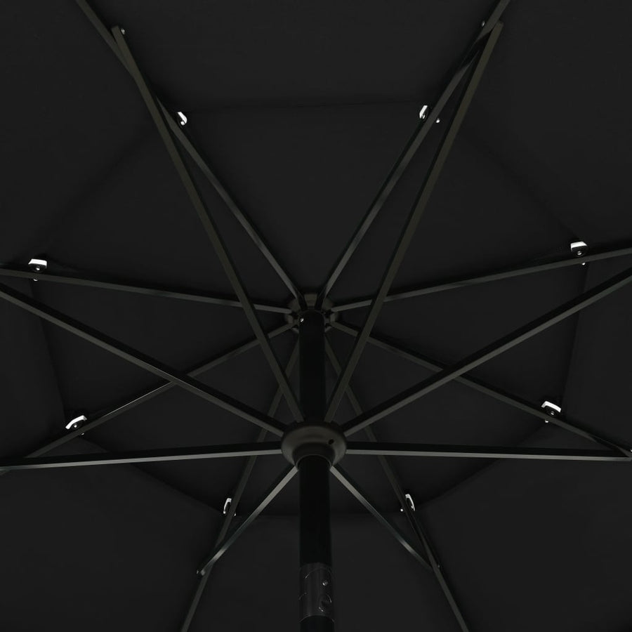 Parasol 3-Laags Met Aluminium Paal 3,5 M 3.5 m Zwart