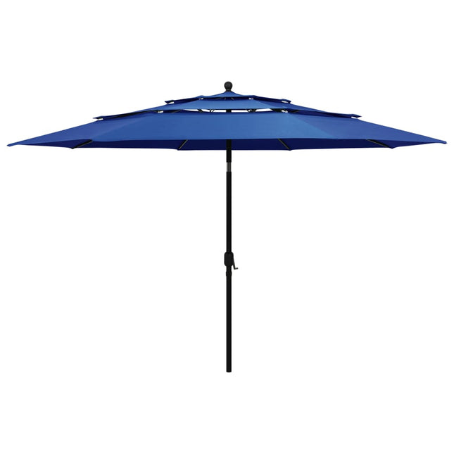 Parasol 3-Laags Met Aluminium Paal 3,5 M Azuurblauw 3.5 m azure blue