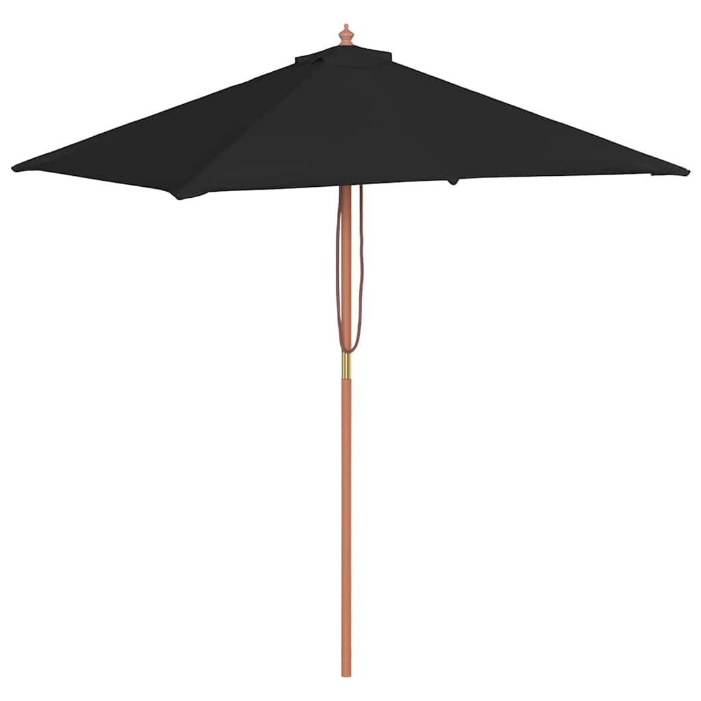 Parasol met houten paal 150x200 cm zwart