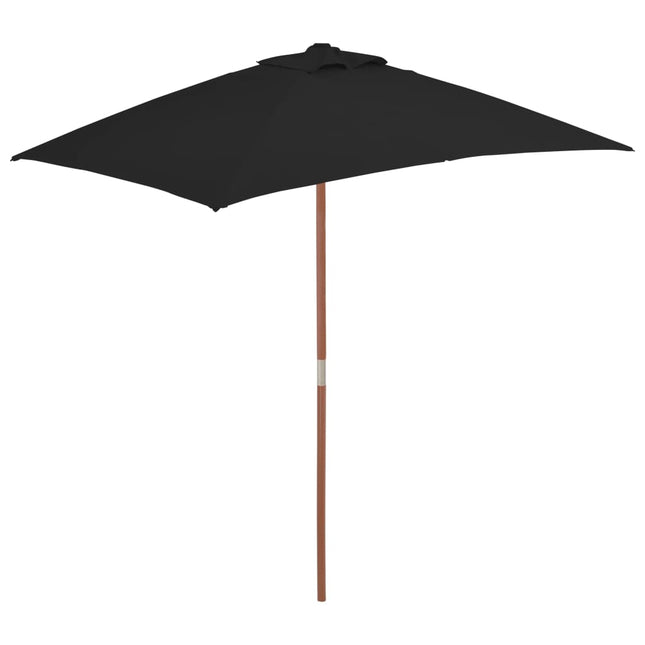 Parasol Met Houten Paal 150X200 Cm Zwart