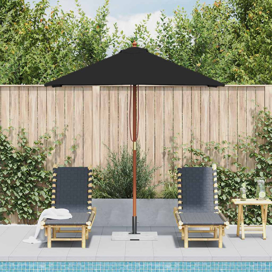 Parasol met houten paal 150x200 cm zwart