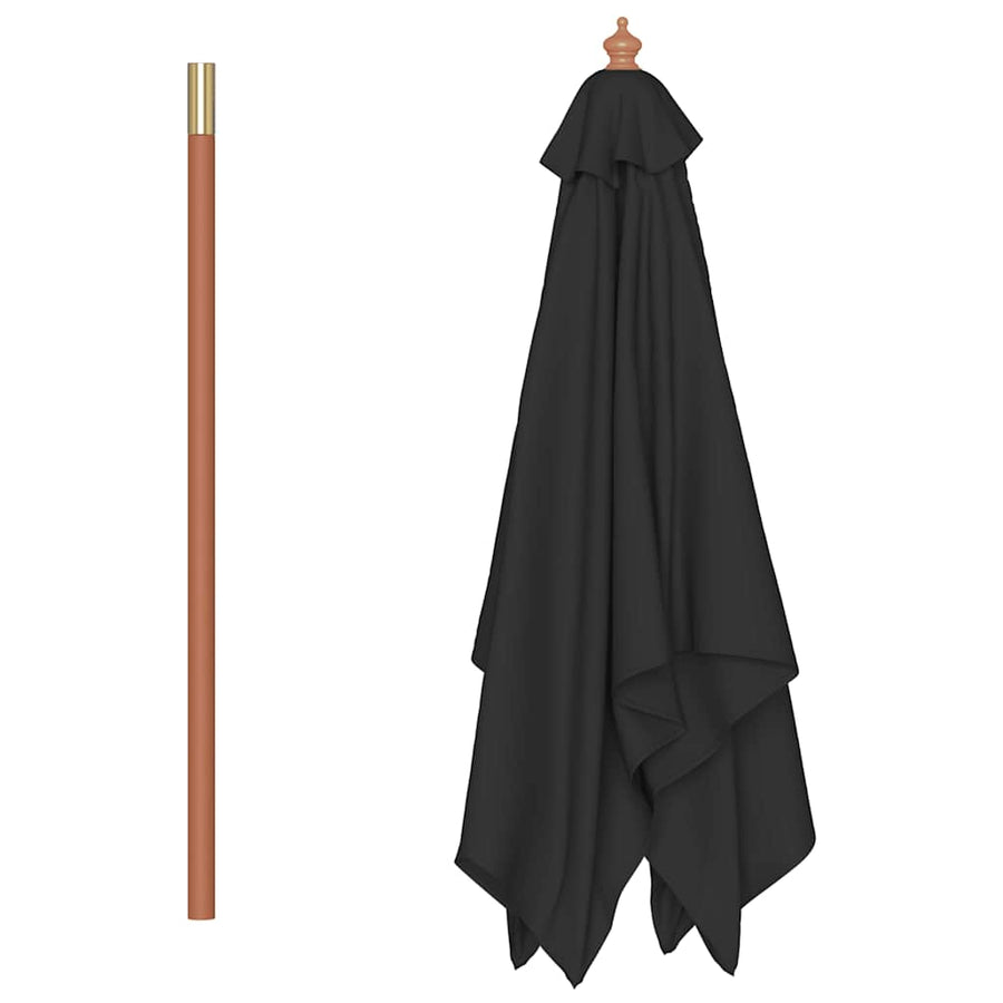 Parasol met houten paal 150x200 cm zwart