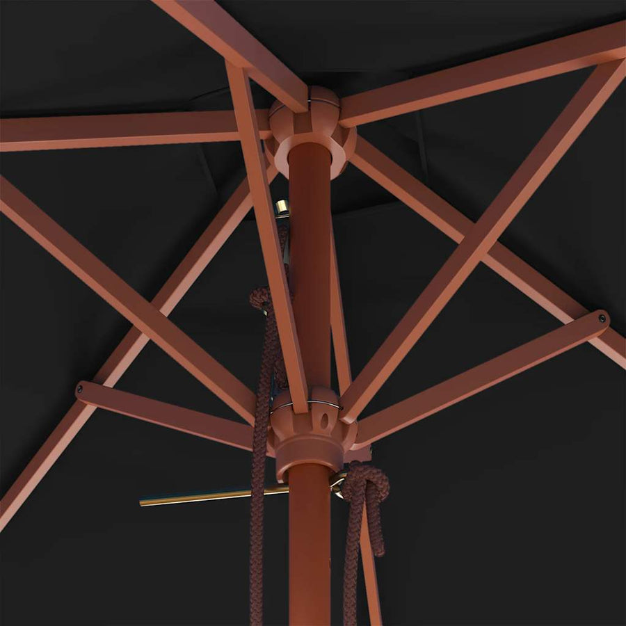Parasol met houten paal 150x200 cm zwart