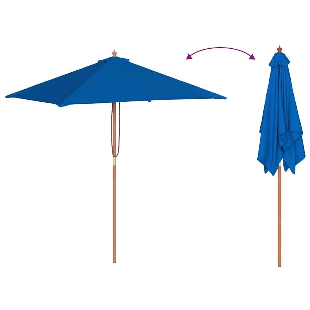 Parasol met houten paal 150x200 cm blauw