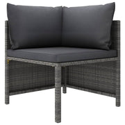 Sectional corner sofa with cushions poly rattan grey