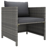 Tuinbank poly rattan grijs met kussens
