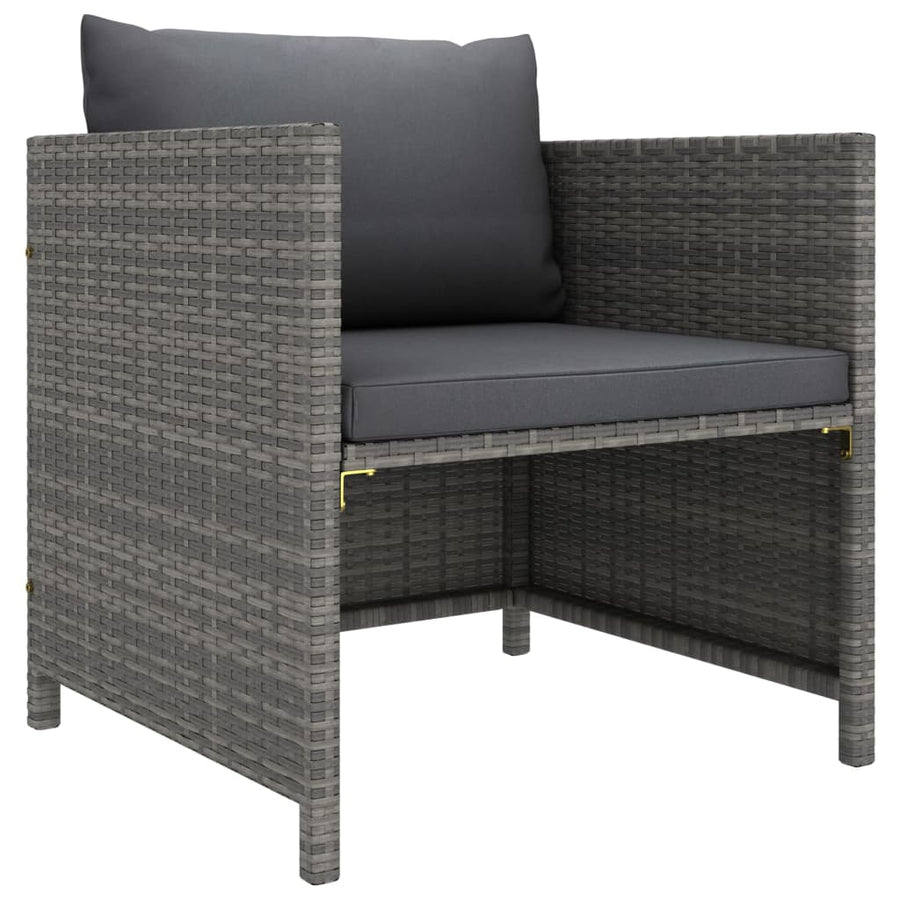 Tuinbank Met Kussens Poly Rattan Grijs Fauteuil