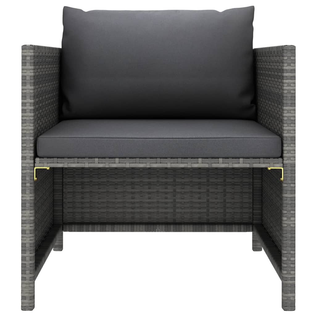 Tuinbank Met Kussens Poly Rattan Grijs Fauteuil
