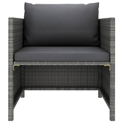 Tuinbank Met Kussens Poly Rattan Grijs Fauteuil