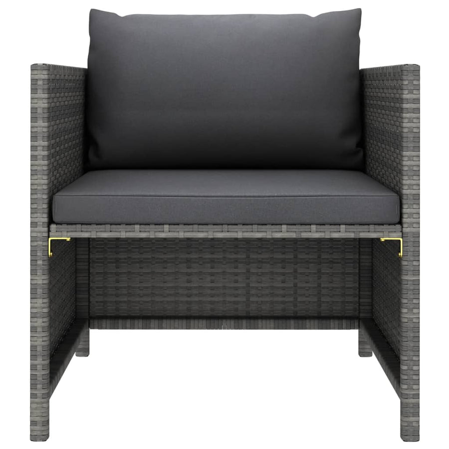 Tuinbank Met Kussens Poly Rattan Grijs Fauteuil
