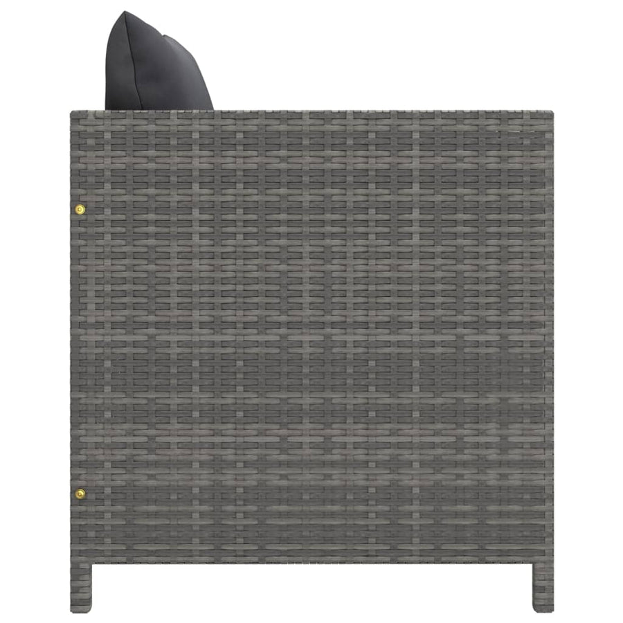 Tuinbank Met Kussens Poly Rattan Grijs Fauteuil