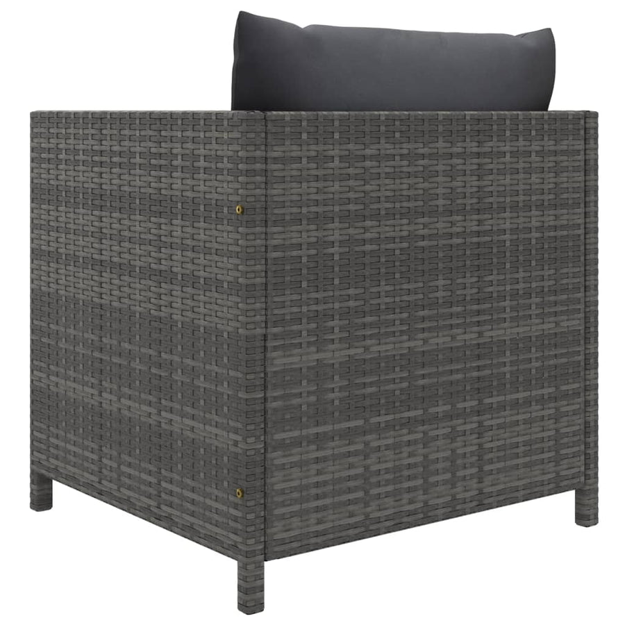 Tuinbank Met Kussens Poly Rattan Grijs Fauteuil