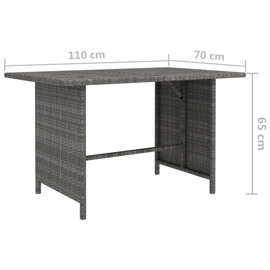 Tuin 0X70X65 Cm Poly Rattan Grijs Tafel