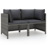 Tuinbank 2-zits poly rattan grijs met kussens