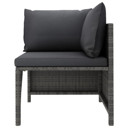 Tuinbank 2-Zits Met Kussens Poly Rattan Grijs Tweezitsbank