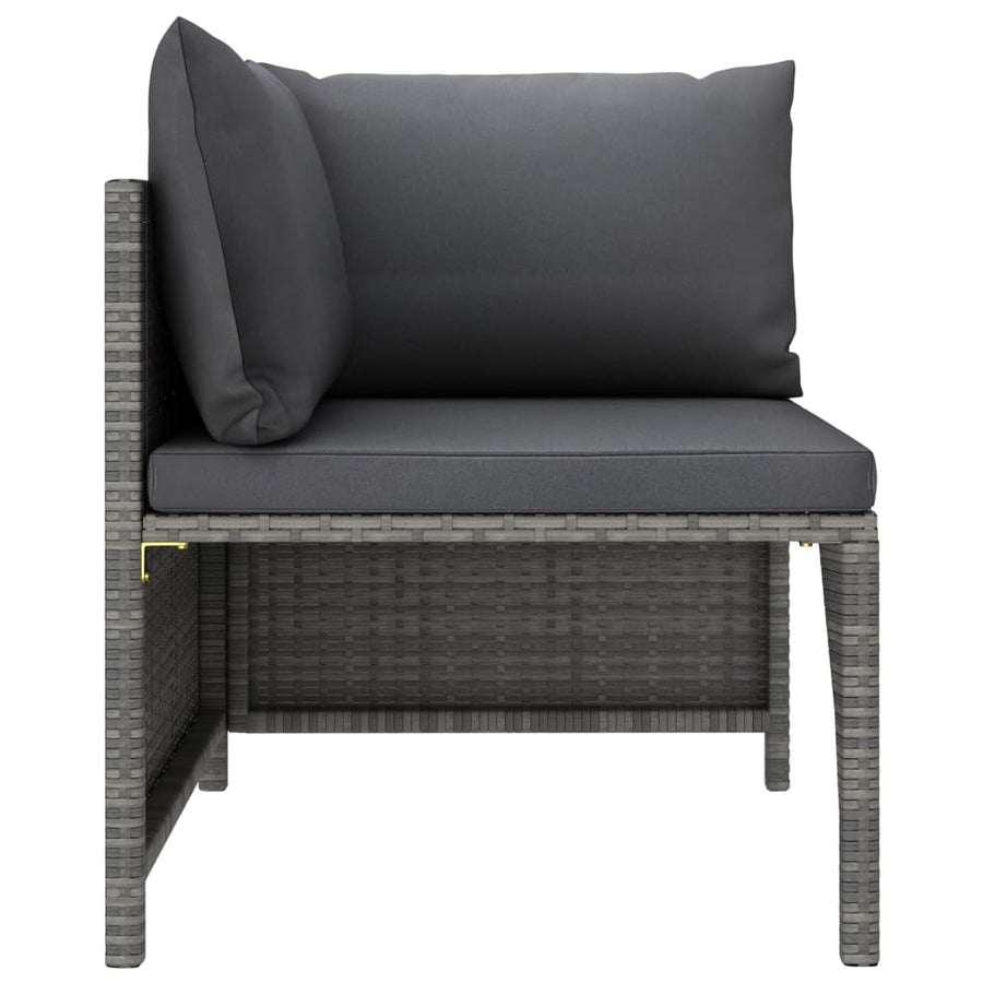 Tuinbank 2-Zits Met Kussens Poly Rattan Grijs Tweezitsbank