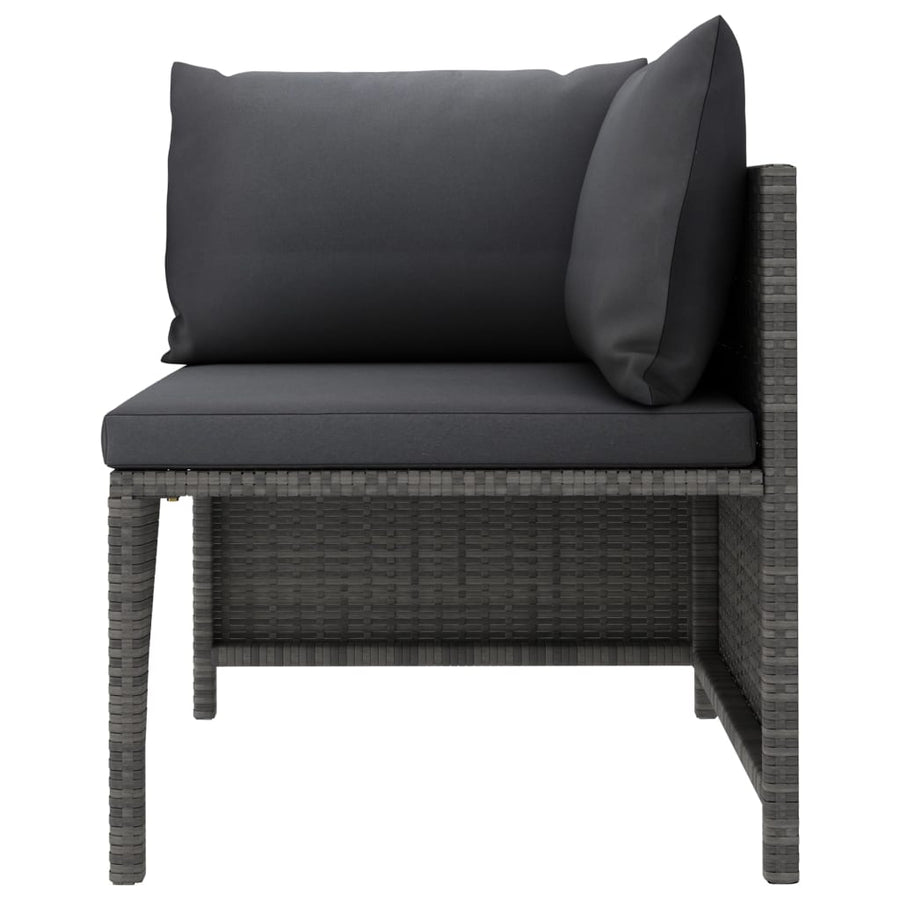 Tuinbank 3-Zits Met Kussens Poly Rattan Grijs Driezitsbank