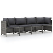 Tuinbank 4-zits poly rattan grijs