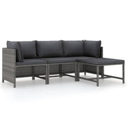 Loungeset poly rattan grijs 4-delig