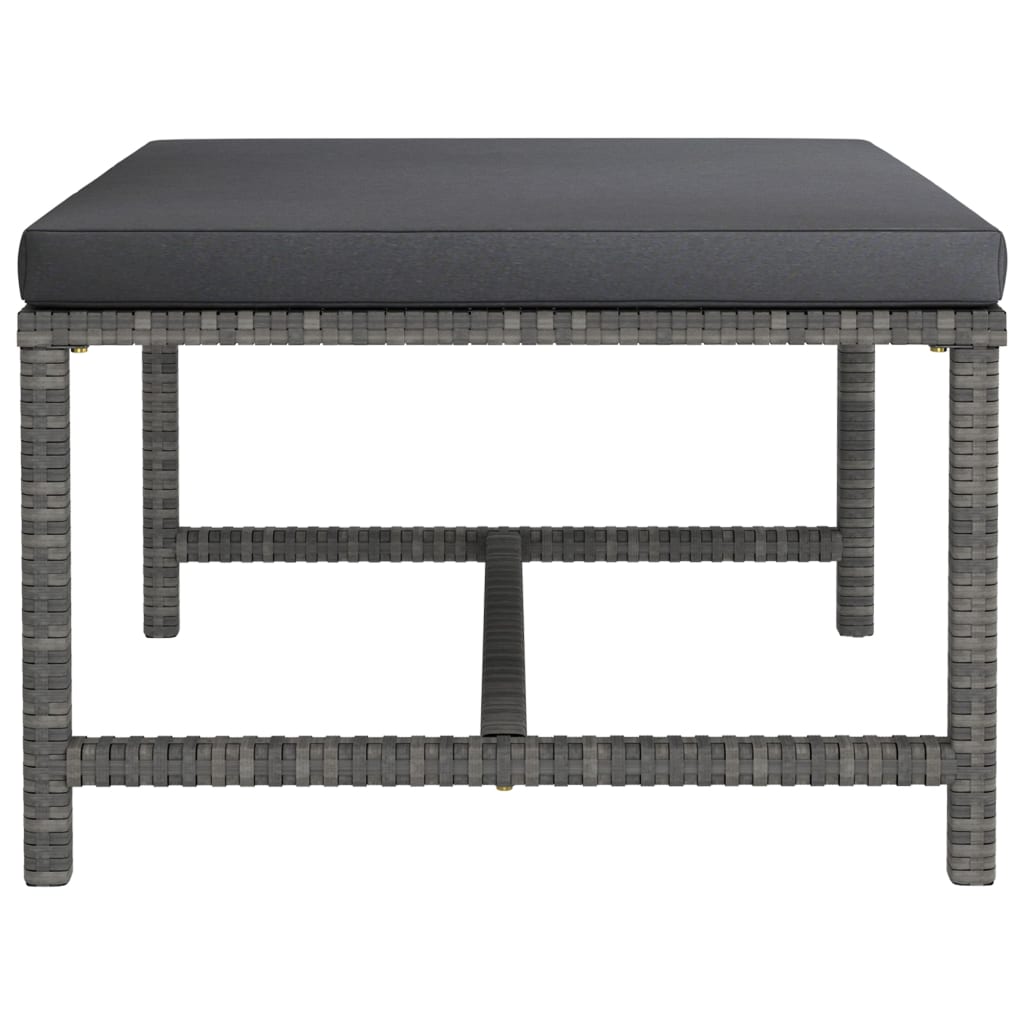 4-Delige Loungeset Met Kussens Poly Rattan Grijs 2x hoek + midden + voetensteun
