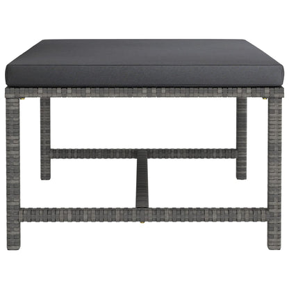 4-Delige Loungeset Met Kussens Poly Rattan Grijs 2x hoek + midden + voetensteun