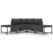 Loungeset 5-delig poly rattan grijs