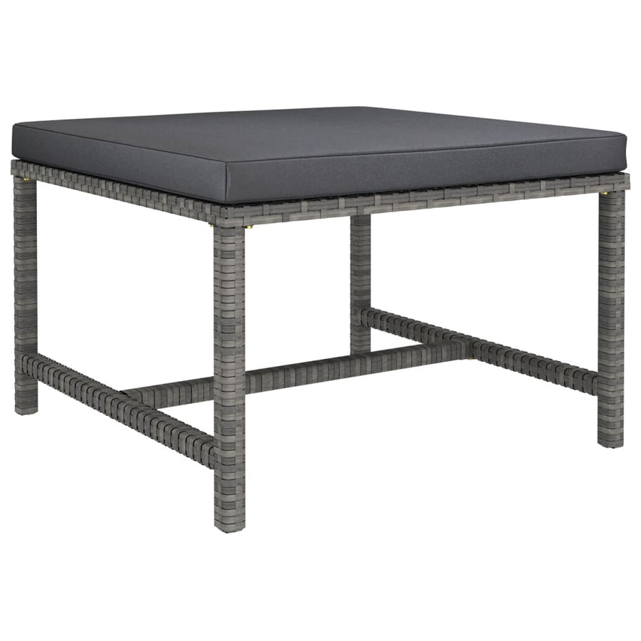 5-Delige Loungeset Met Kussens Poly Rattan Grijs hoek + 2x midden + 2x voetensteun