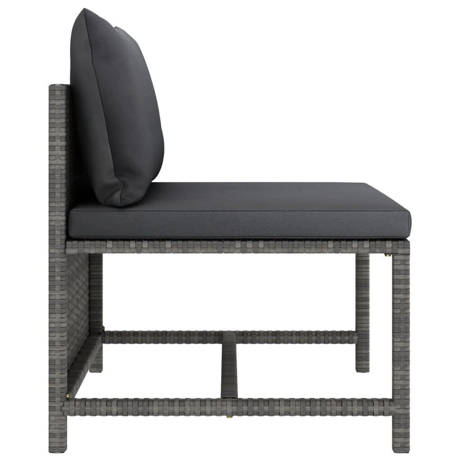 5-Delige Loungeset Met Kussens Poly Rattan Grijs hoek + 2x midden + 2x voetensteun