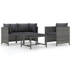 Loungeset 4-delig poly rattan grijs