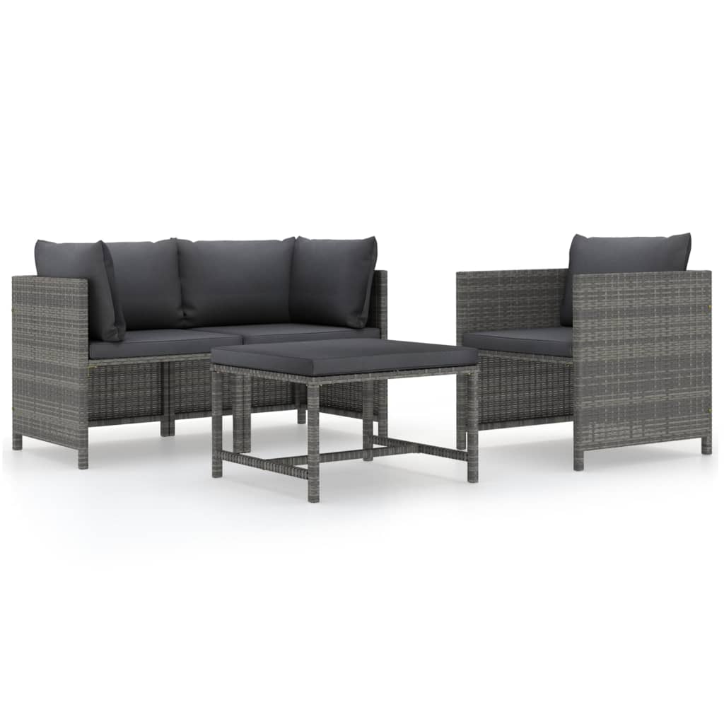 4-Delige Loungeset Met Kussens Poly Rattan 1