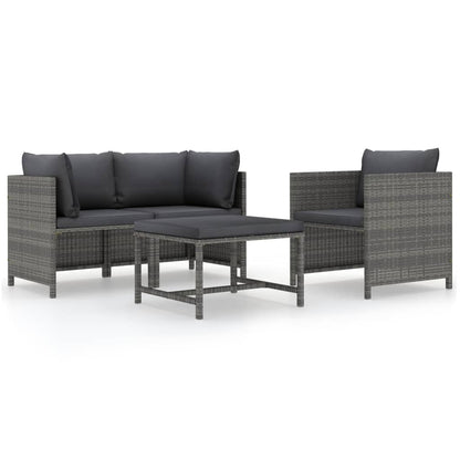 4-Delige Loungeset Met Kussens Poly Rattan 1