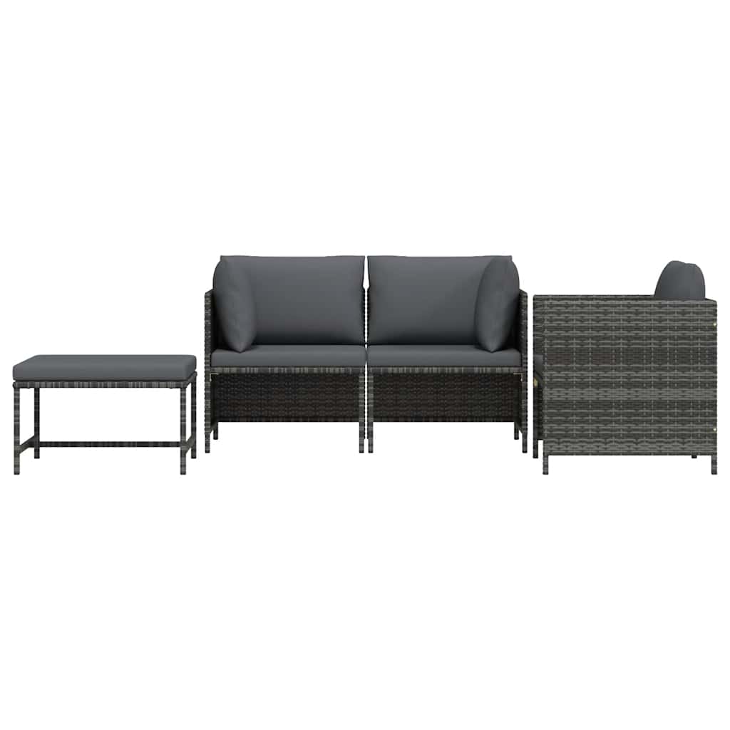 4-Delige Loungeset Met Kussens Poly Rattan 1