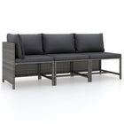 Loungeset 3-delig poly rattan grijs