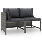 Loungeset poly rattan grijs 2-delig