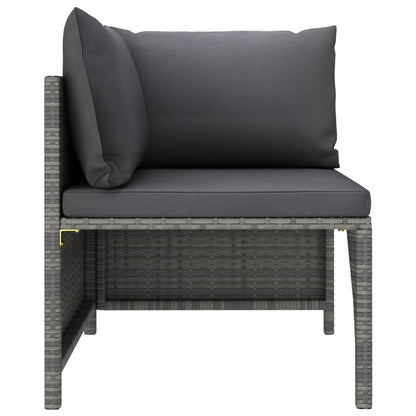 2-Delige Loungeset Met Kussens Poly Rattan Grijs hoek + midden