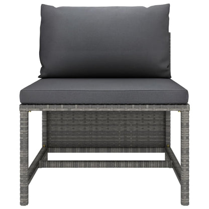 2-Delige Loungeset Met Kussens Poly Rattan Grijs hoek + midden
