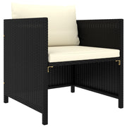 Tuinbank poly rattan 60x60x60 cm zwart