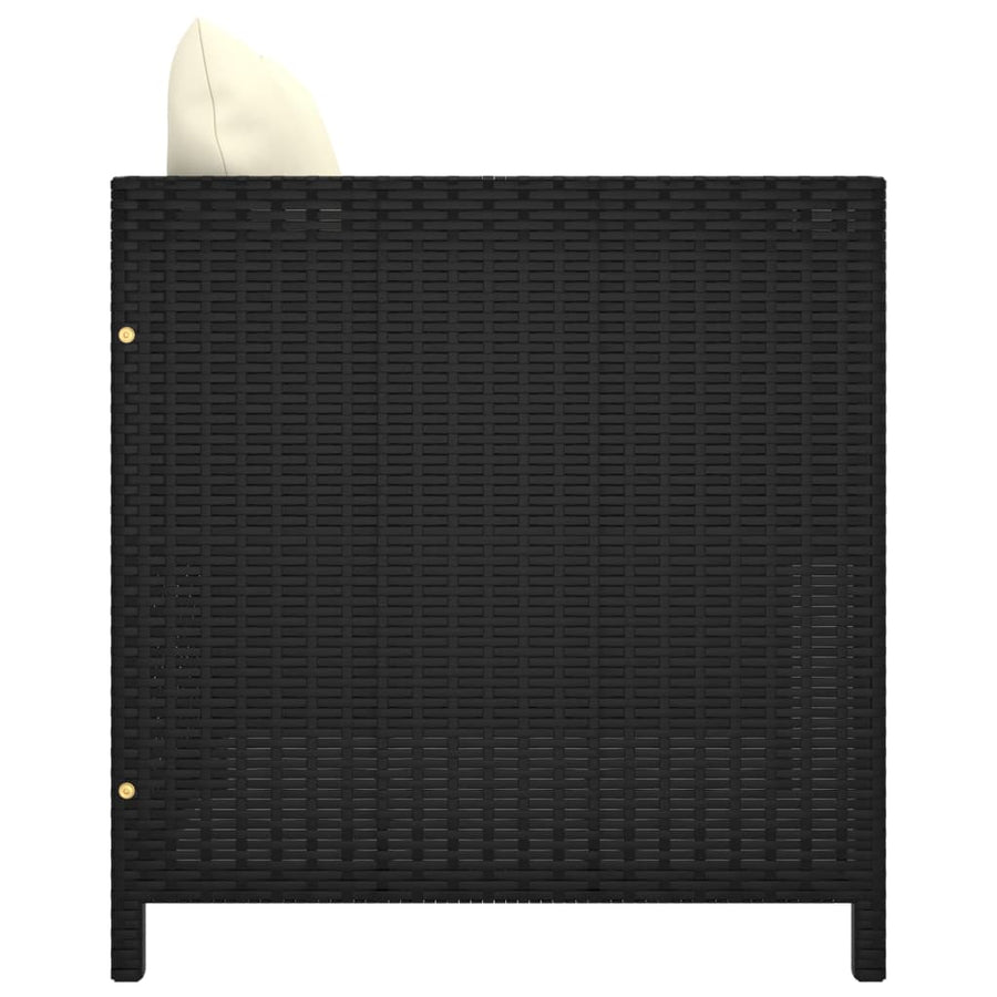 Tuinbank Met Kussens Poly Rattan Zwart Fauteuil