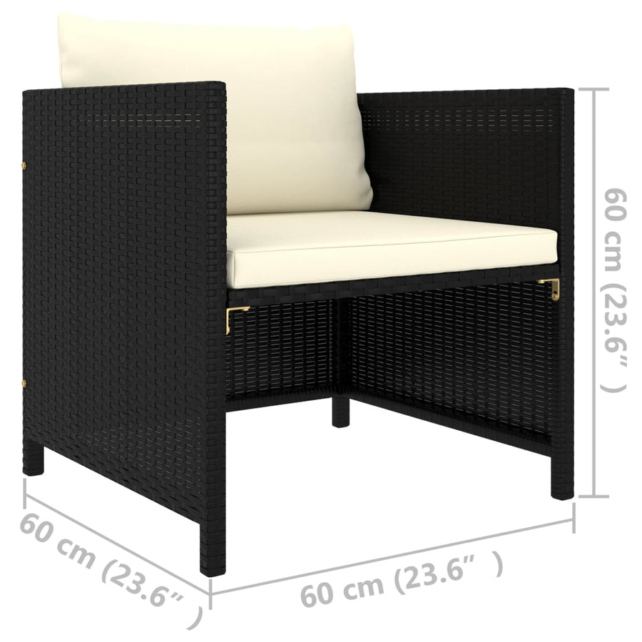 Tuinbank Met Kussens Poly Rattan Zwart Fauteuil