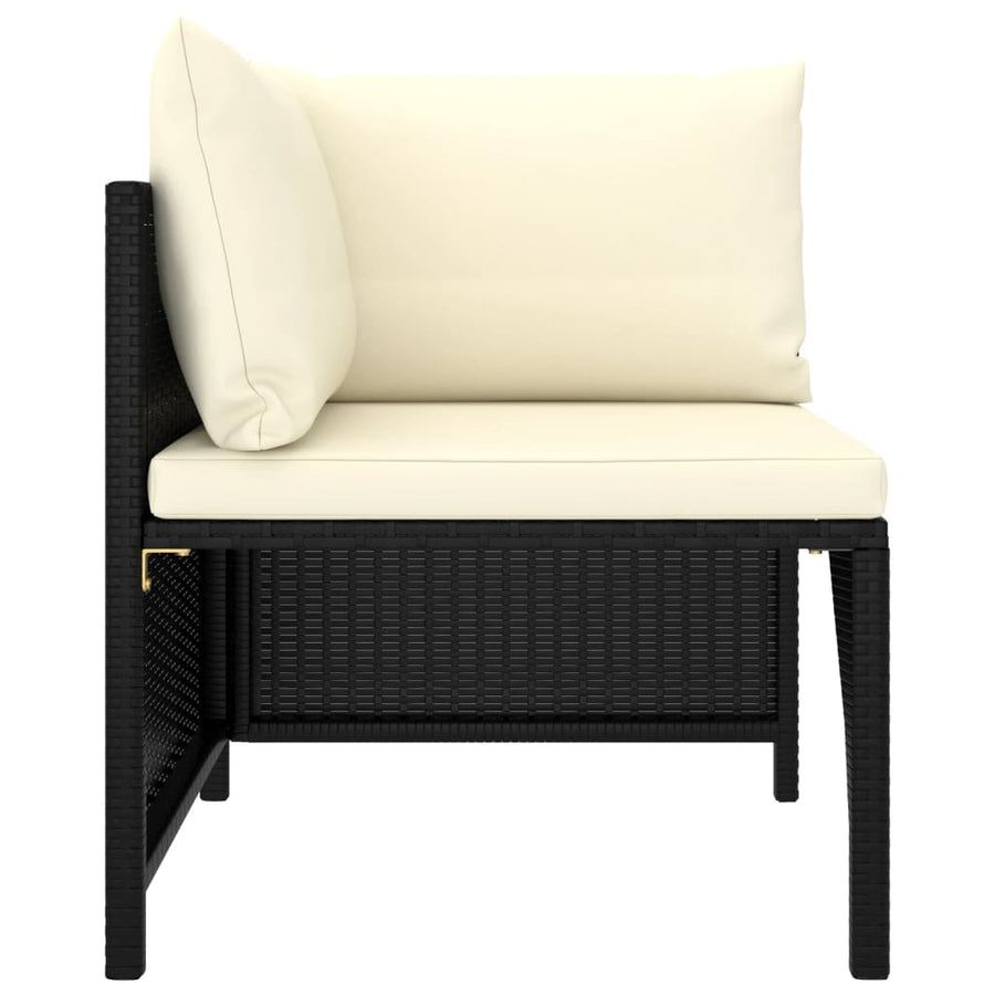 Tuinbank 2-Zits Met Kussens Poly Rattan Zwart Tweezitsbank