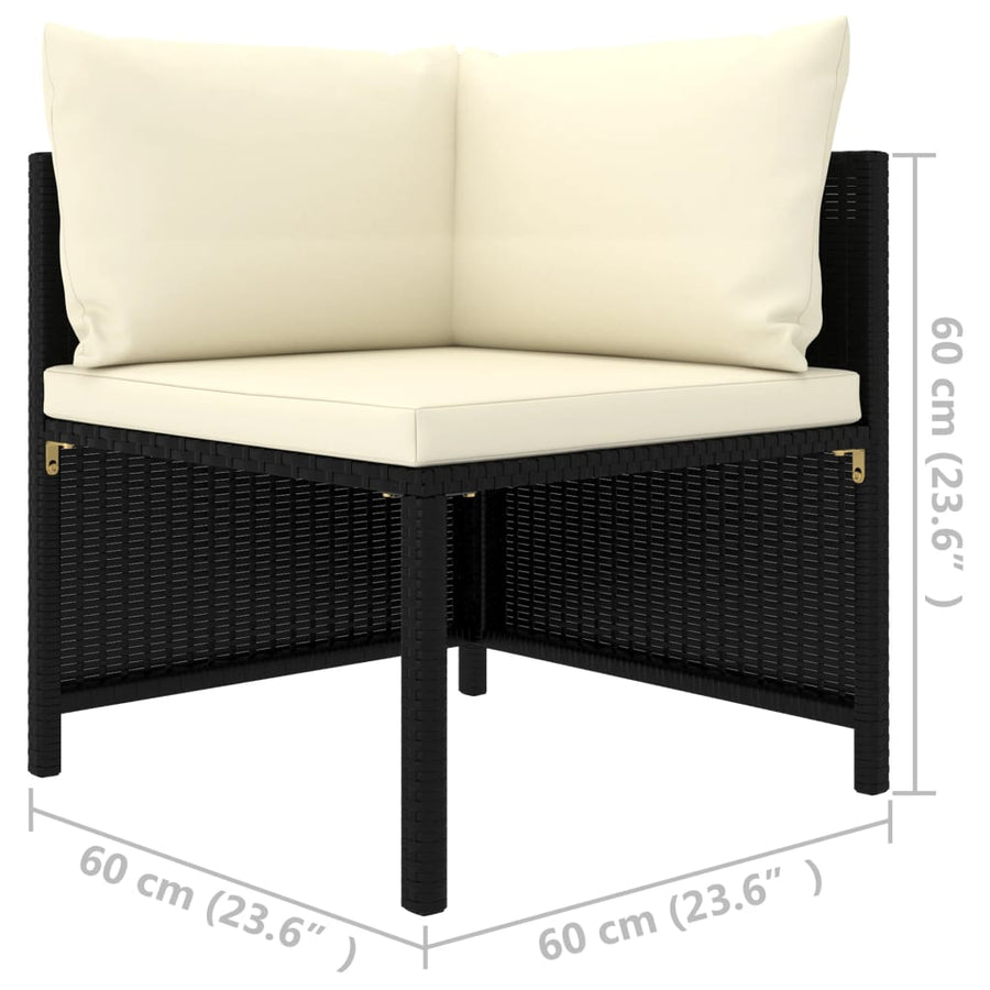 Tuinbank 2-Zits Met Kussens Poly Rattan Zwart Tweezitsbank