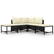 Loungeset 5-delig poly rattan zwart