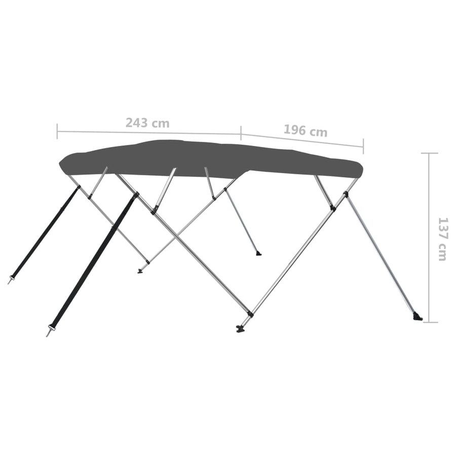 Biminitop 4-Boogs Kleurig 243 x 196 x 137 cm Antraciet