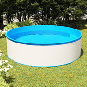 Zwembad 350x90 cm staal PVC wit