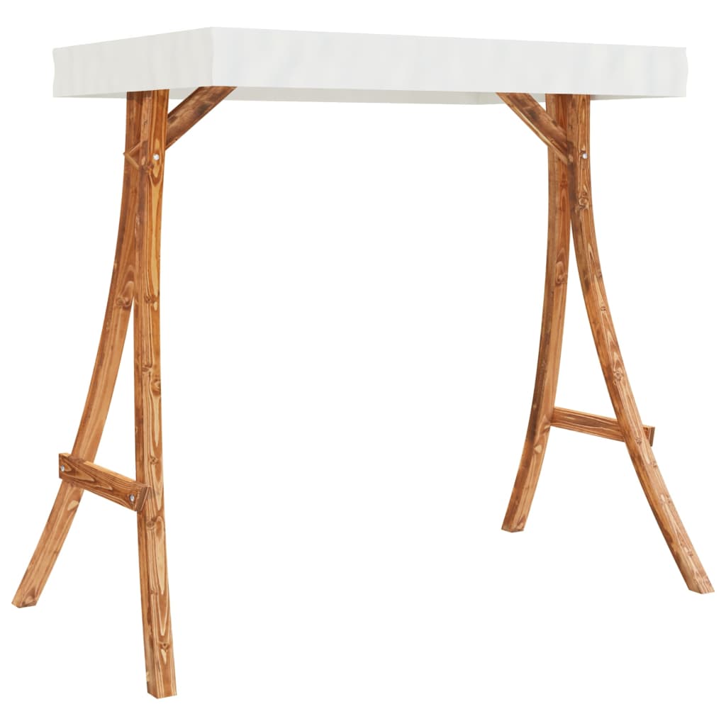 Schommelframe Met Kleur Dak Gebogen Hout Met Teakafwerking Crème