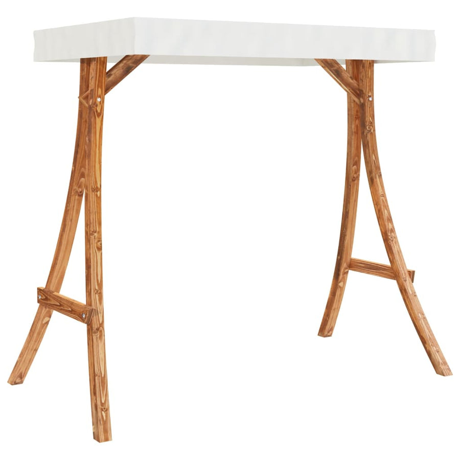 Schommelframe Met Kleur Dak Gebogen Hout Met Teakafwerking Crème